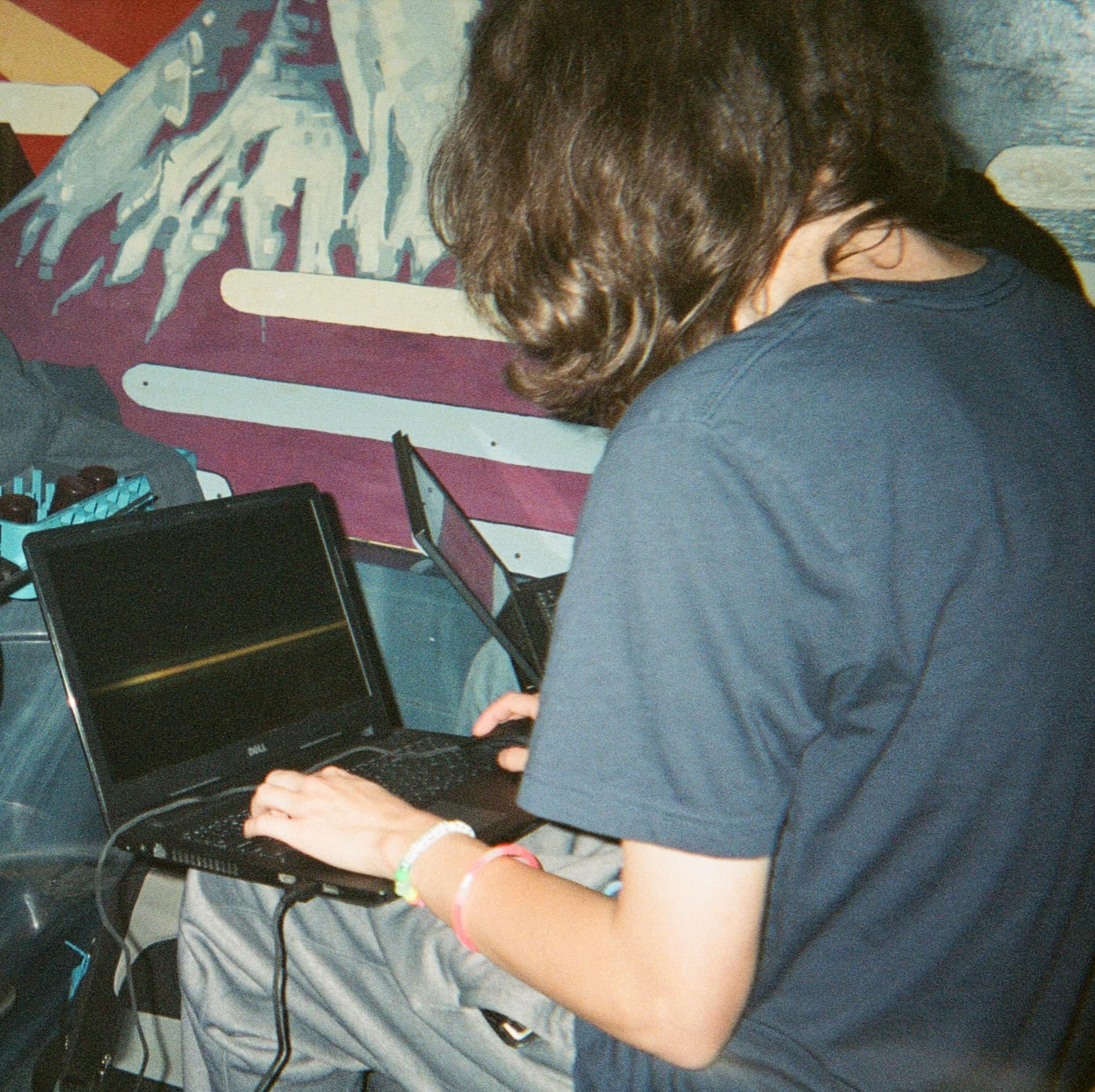 Me, playing Quake III Arena on my laptop. The friends that I'm playing with are out of the picture.